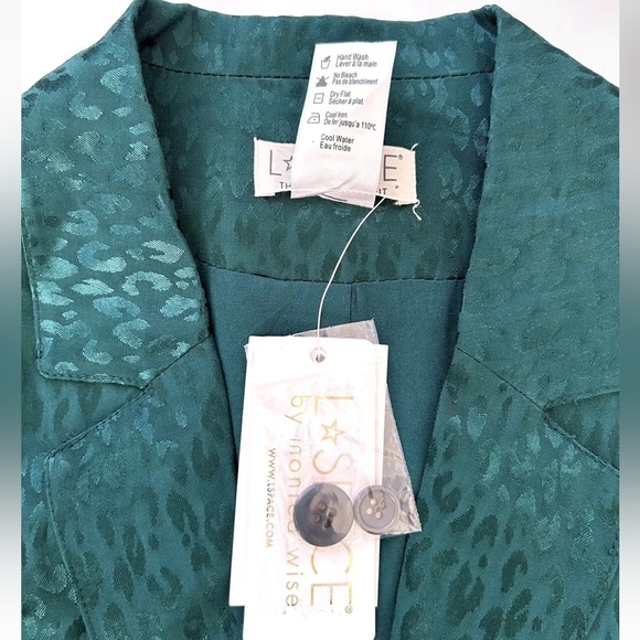 L*Space Bennytt Emerald Green Satin Jacquard Leopard Blazer Jacket NWT Size 2 - Picture 9 of 9